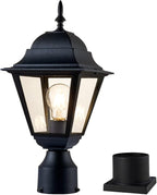 Black Pole Lantern with Planter, Solar Outdoor