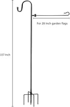Large flag pole holder for outside house,Akeydeco house Flag Pole 1 Pack 60 Inch for 28 x 40 Flags with Shepherds Hooks for Outdoor Bird Feeder Pole with 5 Prongs Base(Without Solar Lights Flag)