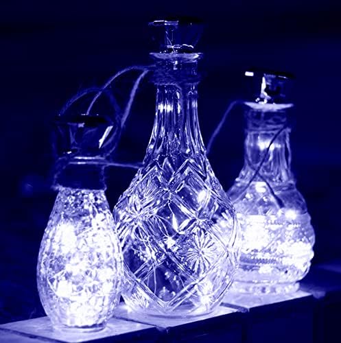VOOKRY Solar Wine Bottle Lights with Cork 8 Pack 20 LEDs Fairy Lights String Silver Wire Light,for Party,Christmas,Mother's Day,Wedding Center or Table Decorations, Cold White
