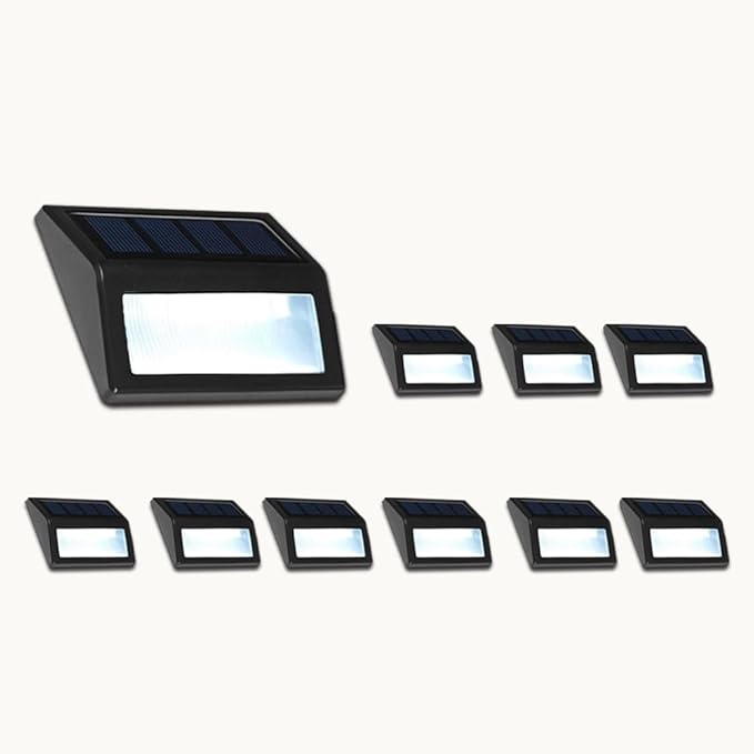 10-Pack Cool White Bright Solar Patio Lights, Outdoor LED