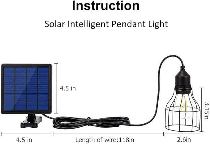 Solar Lights Outdoor Dusk to Dawn Shed Light 9.8FT Extension Cable Solar Powered Bulb Pendant Waterproof for Indoor, Chicken Coop, Porch, Gazebo (Warm White)
