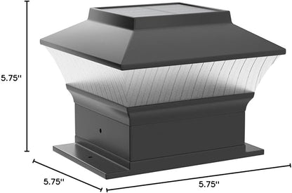 Solar Post Cap Lights, 4x4 4x6 Fence Post Light Solar Powered, 25 Lumens Deck Post Light Outdoor, 3000K Warm Light, IP65 Waterproof, Black - 2 Pack