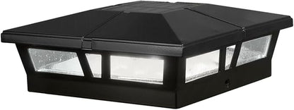 Classy Caps Cambridge Solar Post Cap, SLC771B, 6x6, Black Aluminum – High Performance, Energy Efficient, Weather-Resistant, Durable Design, Fits 5"x5",5.5"x5.5" & 6"x6" Posts (Adaptor Included)