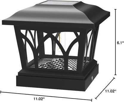 VOLISUN Solar Post Cap Lights Outdoor 8Pack, with Edison LED Bulbs, 2 Brightness Setting, Fence Post Lights Solar Powered for Garden Fence Deck Mailbox Yard Porch, Fits 4x4 6x6 Posts(Slate Black)