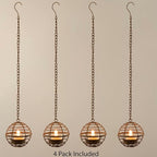 Courtyard Solar Hanging Lanterns 4-Pack, Metal Patio Decor