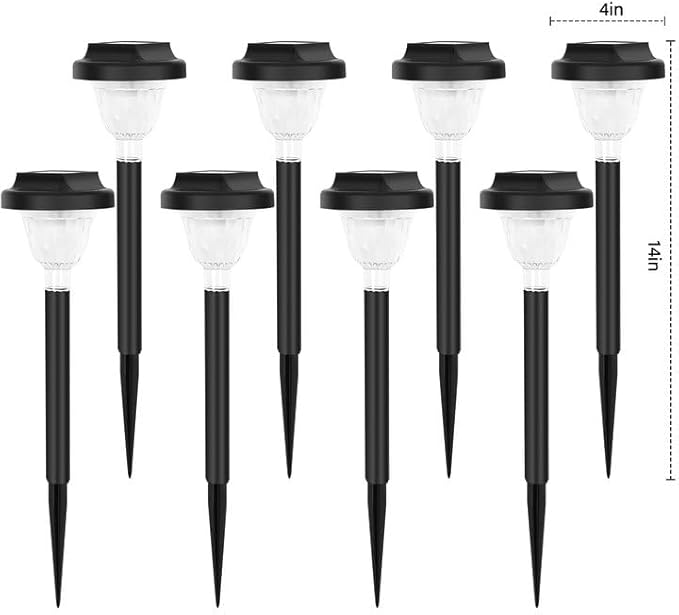 8-Pack RGB Solar Path Lights, Outdoor Walkway LED