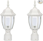White Post Lighting Fixture with Planter, Solar Outdoor