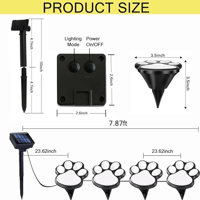 4-Pack Cool White Solar Path Lights, Outdoor Garden LED