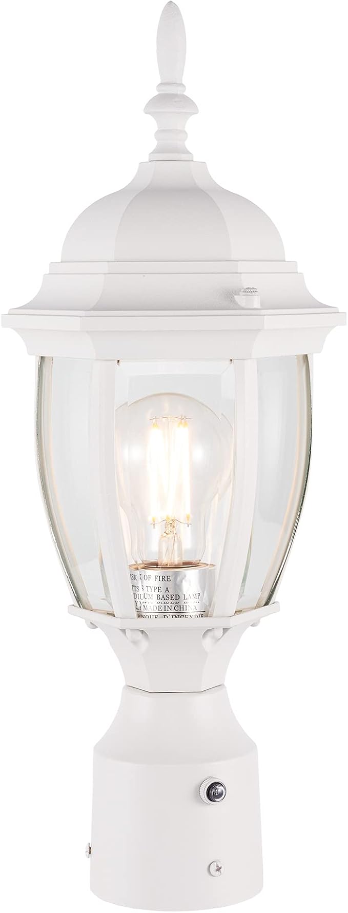 Outdoor Post Lighting Fixture, White Weatherproof Post Light