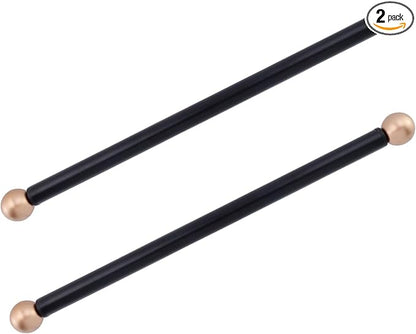 Geesatis 2Pcs Lamp Post Cross Arm Ladder Rest,Cross Arm Replacement for Outdoor Lamp Posts Pole Light,Small Bronze Ball Cross arm Handle Replacement,Black Bar with Bronze Caps