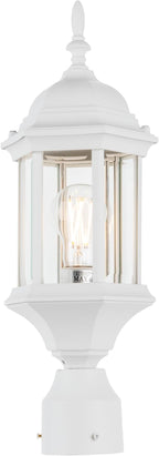 White Solar Post Lighting Fixture, Outdoor Post Lighting
