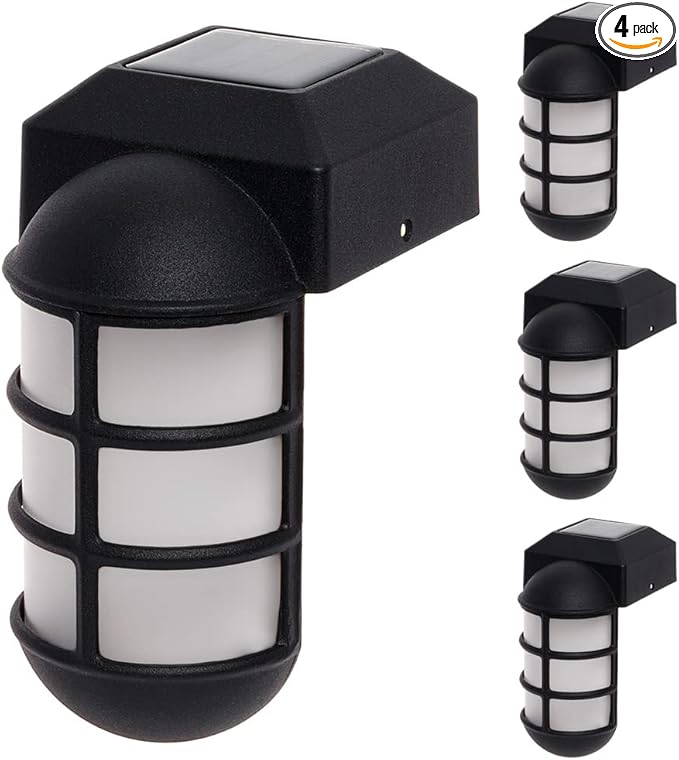 GreenLighting Marina Solar Post Cap Lights - Fits 4x4 Nominal Wood, Outdoor Solar Powered Light for Fence, Landscaping, Deck, Garden - Bright LED, Waterproof Nautical Lighting, Black 4 Pack