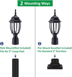 Outdoor Lamp Post Light, Black Weatherproof Post Light
