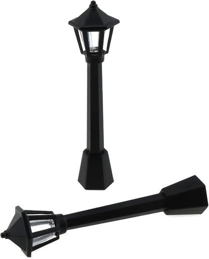 10pcs Mini Lamppost Black Plastic Miniature Railway Train Lamp Post Lights Street Light Model