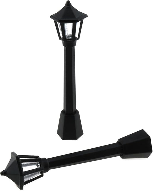 10pcs Mini Lamppost Black Plastic Miniature Railway Train Lamp Post Lights Street Light Model