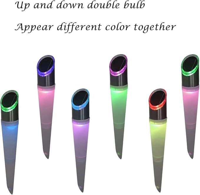 pearlstar Solar Lights Outdoor Garden Pathway Lights LED White&Color Changing Landscape Lighting Waterproof for Path Lawn Patio Yard Walkway Driveway,4 LED Bulbs& 2 Lights Effect (6pack)