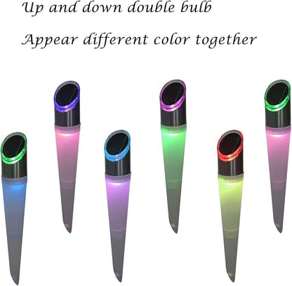 pearlstar Solar Lights Outdoor Garden Pathway Lights LED White&Color Changing Landscape Lighting Waterproof for Path Lawn Patio Yard Walkway Driveway,4 LED Bulbs& 2 Lights Effect (6pack)