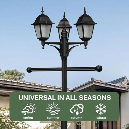 iplusmile Lamp Post Cross Arm Replacement: 22" Cross Arm Ladder Rest Handle with Removable Decorative Spheres for Outdoor Lamp Posts Poles, Black