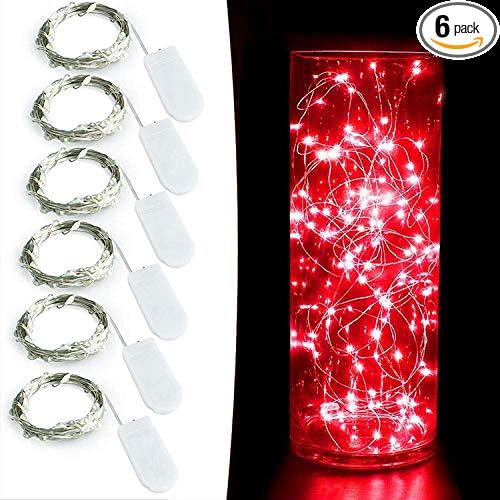 6-Pack 6ft Christmas LED String Lights, Waterproof Timer Lights