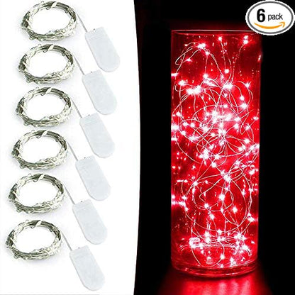 6-Pack 6ft Christmas LED String Lights, Waterproof Timer Lights