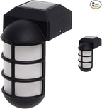 2-Pack Black Solar Fence Post Lights, Outdoor LED Caps