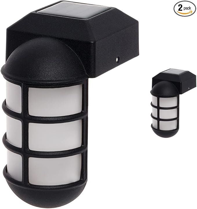 2-Pack Black Solar Fence Post Lights, Outdoor LED Caps