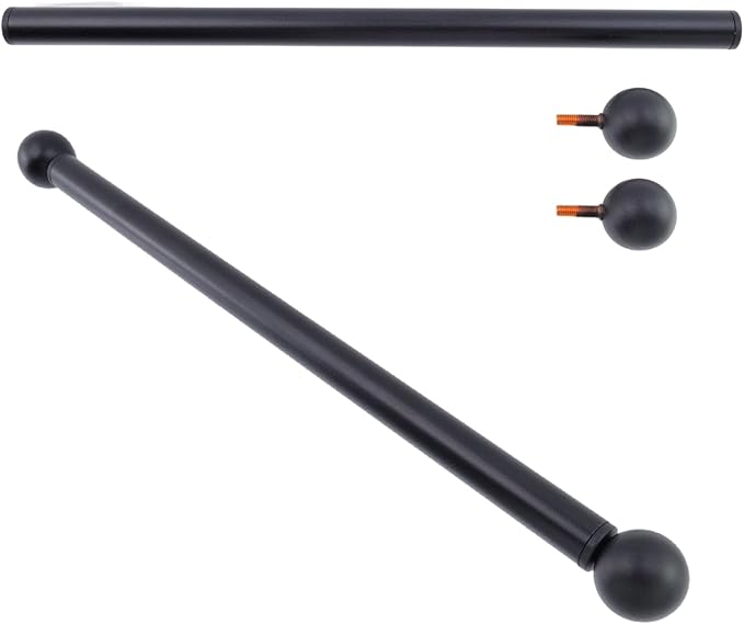 Geesatis 1Pcs Lamp Post Cross Arm Ladder Rest,Cross Arm Replacement for Outdoor Lamp Posts Pole Light,Small Bronze Ball Cross arm Handle Replacement,Black Bar with Black Caps