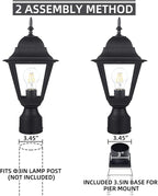 Black Pole Lantern with Planter, Solar Outdoor