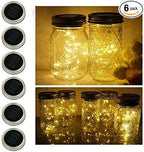 6-Pack Solar Mason Jar Lid Lights, 10 LED Party Fairy