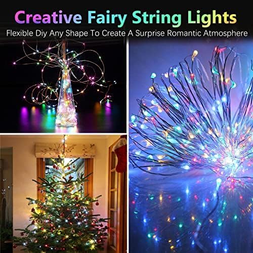 4-Pack 60 LED Christmas Twinkle Lights, 20ft Waterproof for Porch