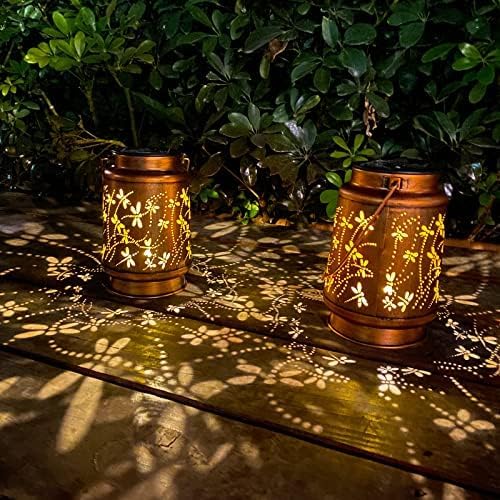 2-Pack Dragonfly Solar Lanterns, Waterproof LED Porch Lights