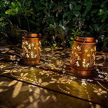 2 Pack Dragonfly Birthday Gifts for Women Mom Grandma Solar Lanterns Outdoor Waterproof Garden Decor Hanging LED Decorative Light for Patio Yard Lawn Gardening Gifts