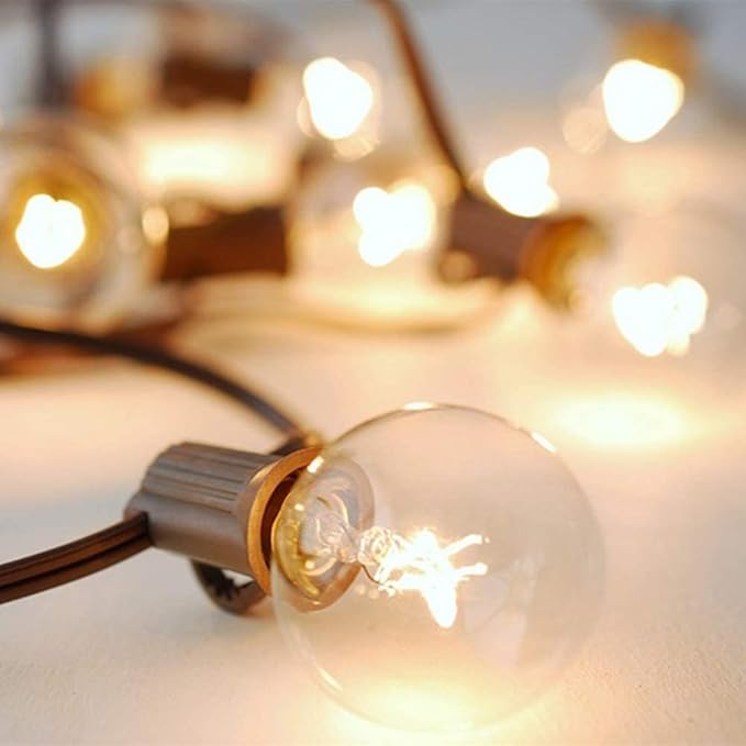 Outdoor String Lights, 50ft Brown Waterproof LED