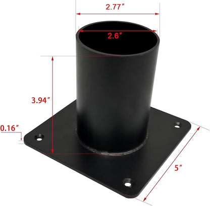 Heavy Duty Pier Mount Adapter for 3" Surface Mount Post, Metal Black Outdoor Post Bracket for Post Light, Mailbox Pole, Light Pole