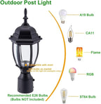 Outdoor Pole Lantern, Black Weatherproof Post Light