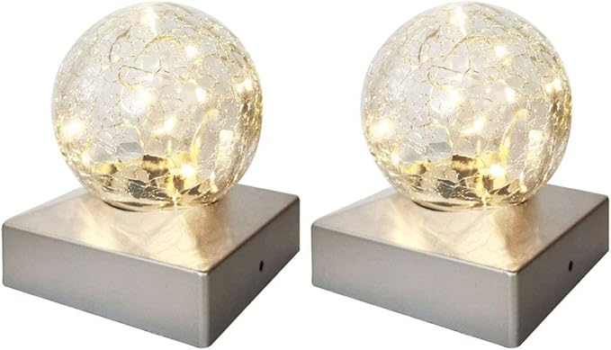 SUNNYPARK 2PK Solar Post Cap Lights -Waterproof Outdoor Cap Lights for Deck, Fence, Patio, LED Garden Decorative Lights for Wooden or Vinyl Posts - Warm White