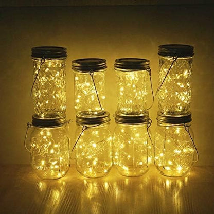Decorman Solar Mason Jar Lid Lights, 6 Pack 20 LED Waterproof String Fairy Star Firefly Jar Lids Lights for Patio Garden Yard Lawn Party Wedding Christmas Decoration(Jars & Hangers Not Included)