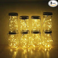 8-Pack Solar Mason Jar Lid Lights, 20 LED Garden Fairy