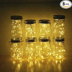 8-Pack Solar Mason Jar Lid Lights, 20 LED Garden Fairy