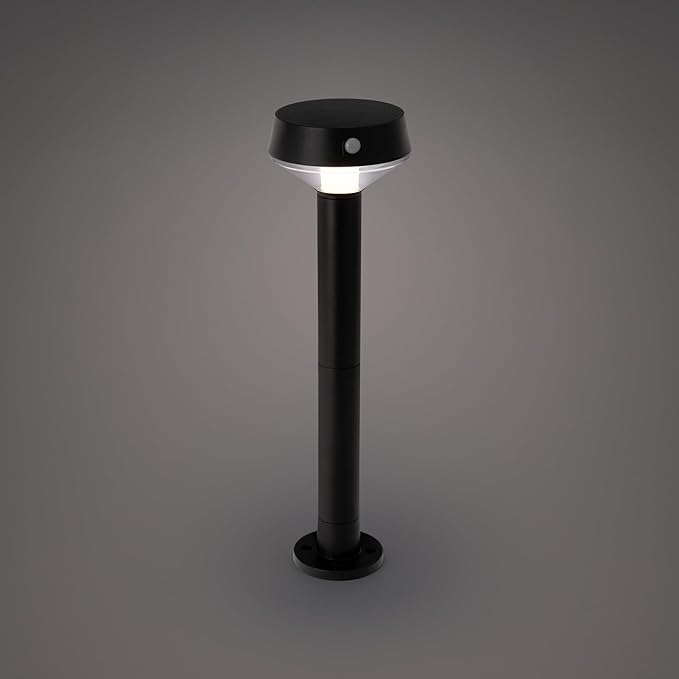 EcoPath Solar Collection LED Landscape Path Light or Fence Post Light with Linkable IR Motion Sensor and Daylight Sensor 80 Lumens 8 Hours on Full Charge 3000K in Black (Pack of 2)