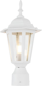 White Solar Post Lighting Fixture, Outdoor Post Lighting