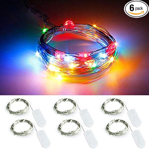 6-Pack 6ft Christmas LED String Lights, Waterproof Timer Lights