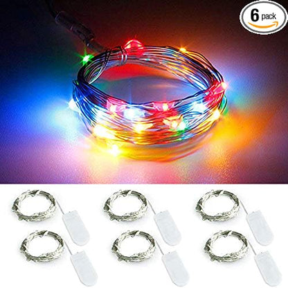 6-Pack 6ft Christmas LED String Lights, Waterproof Timer Lights