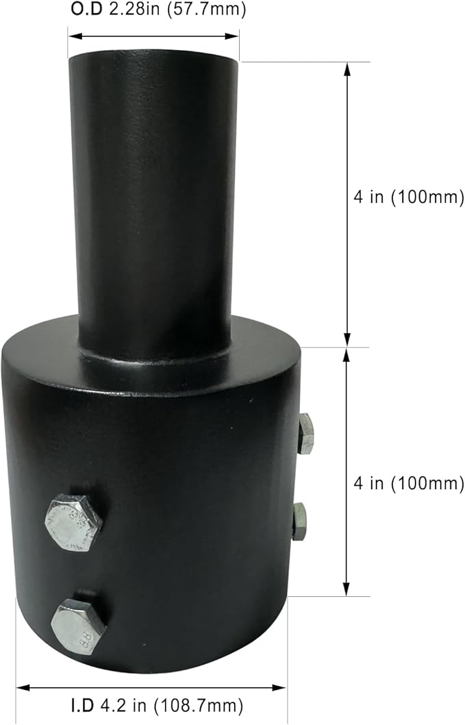 Slip Fitter Light Pole Adapter - for 4 inch Round Pole, 2 3/8 inch Round Tenon Adapter for Led Parking Lot Lights Shoebox Street Post Light Metal Outdoor Mount Bracket