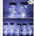 6-Pack Solar Mason Jar Lid Lights, 10 LED Patio Fairy