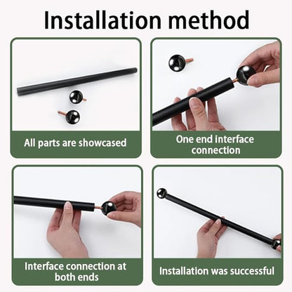 iplusmile Lamp Post Cross Arm Replacement: 22" Cross Arm Ladder Rest Handle with Removable Decorative Spheres for Outdoor Lamp Posts Poles, Black
