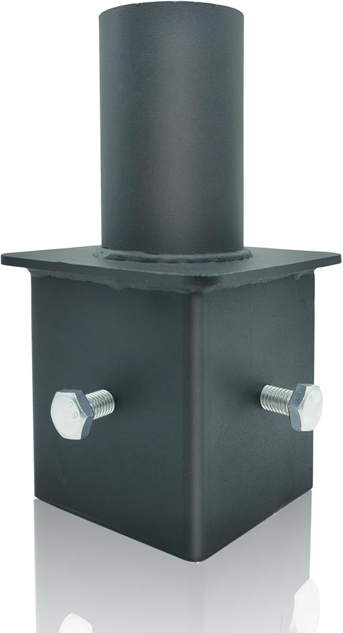 Light Pole Tenon Adapter for 4 Inch Square Pole, Metal 3.5" Square Slip Fitter Adapter with 2 3/8 Round Adaptor for Parking Lot Light, Outdoor Mount Bracket, Street Lights (4" Square Tenon Adapter)