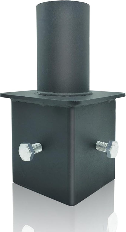 Light Pole Tenon Adapter for 4 Inch Square Pole, Metal 3.5" Square Slip Fitter Adapter with 2 3/8 Round Adaptor for Parking Lot Light, Outdoor Mount Bracket, Street Lights (4" Square Tenon Adapter)