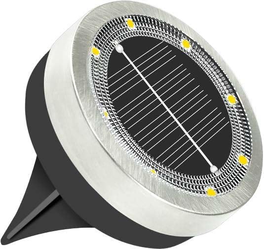Solar Ground Lights Outdoor, 1 Pack Solar Lights Outdoor Waterproof, Mini Flat Solar-Powered Garden Light, Landscape Lighting for Garden Yard Lawn Pathway Walkway Driveway Backyard Decor, Cold White