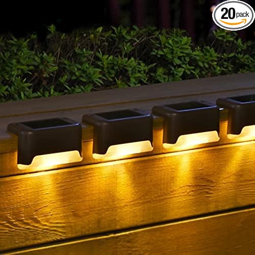 20-Pack Solar Wall Step Lights, Warm White Waterproof